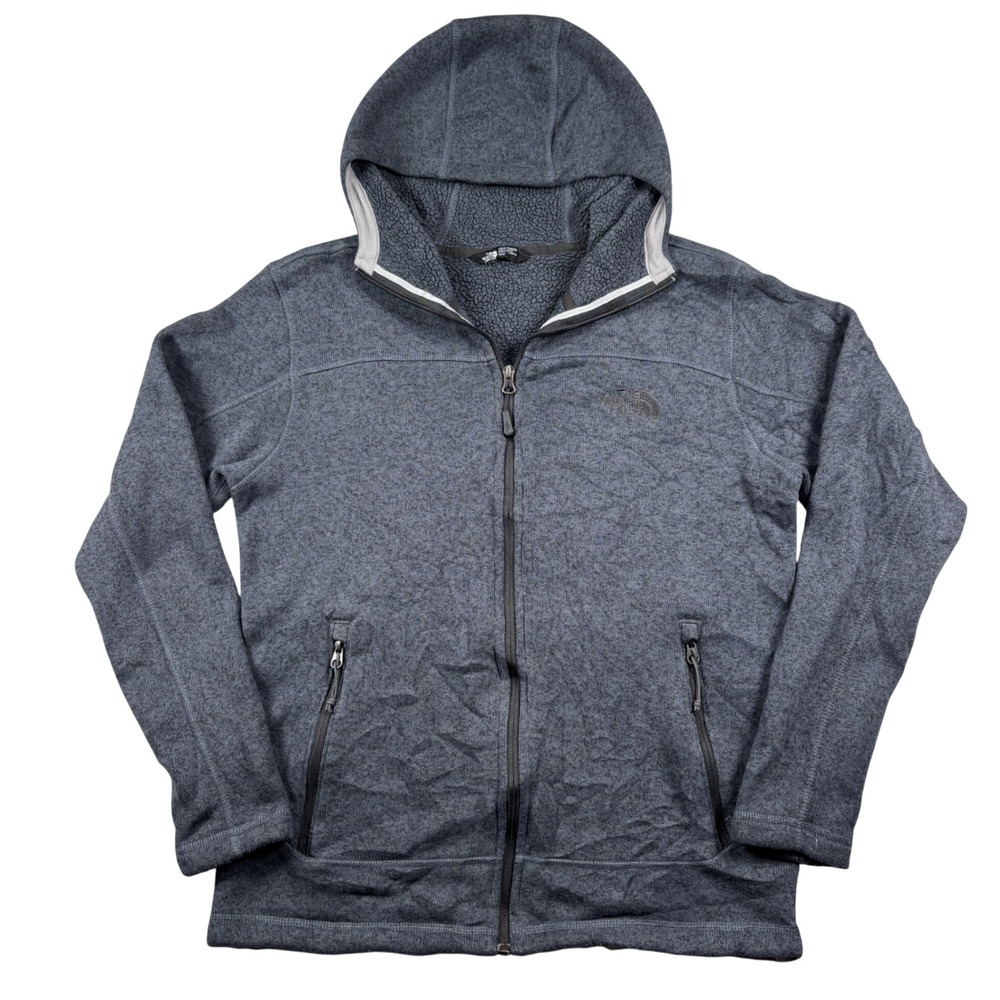 The North Face Hoodie Men M Gray Full Zip Sherpa Lined Fleece Jacket 01392